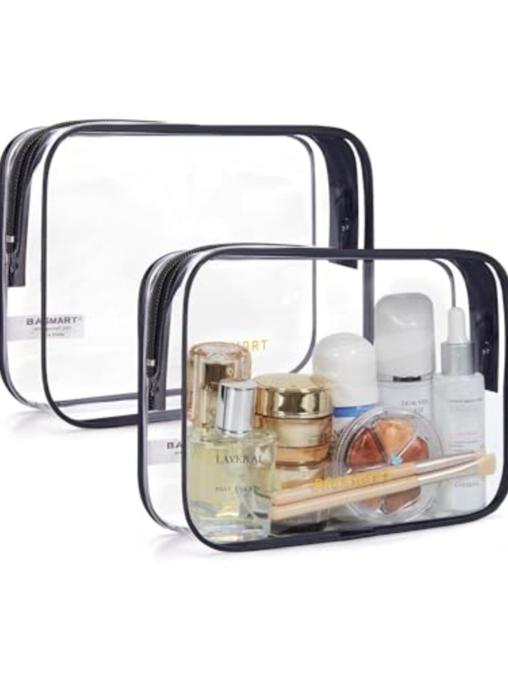 Clear Toiletry Bag 2-Pack TSA Approved Water-Resistant PVC Travel Cosmetic Bag